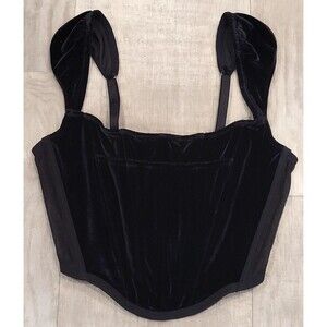 Victoria's Secret S Black Velvet Corset Bustier Dream Angel Whimsigoth Vamp Goth